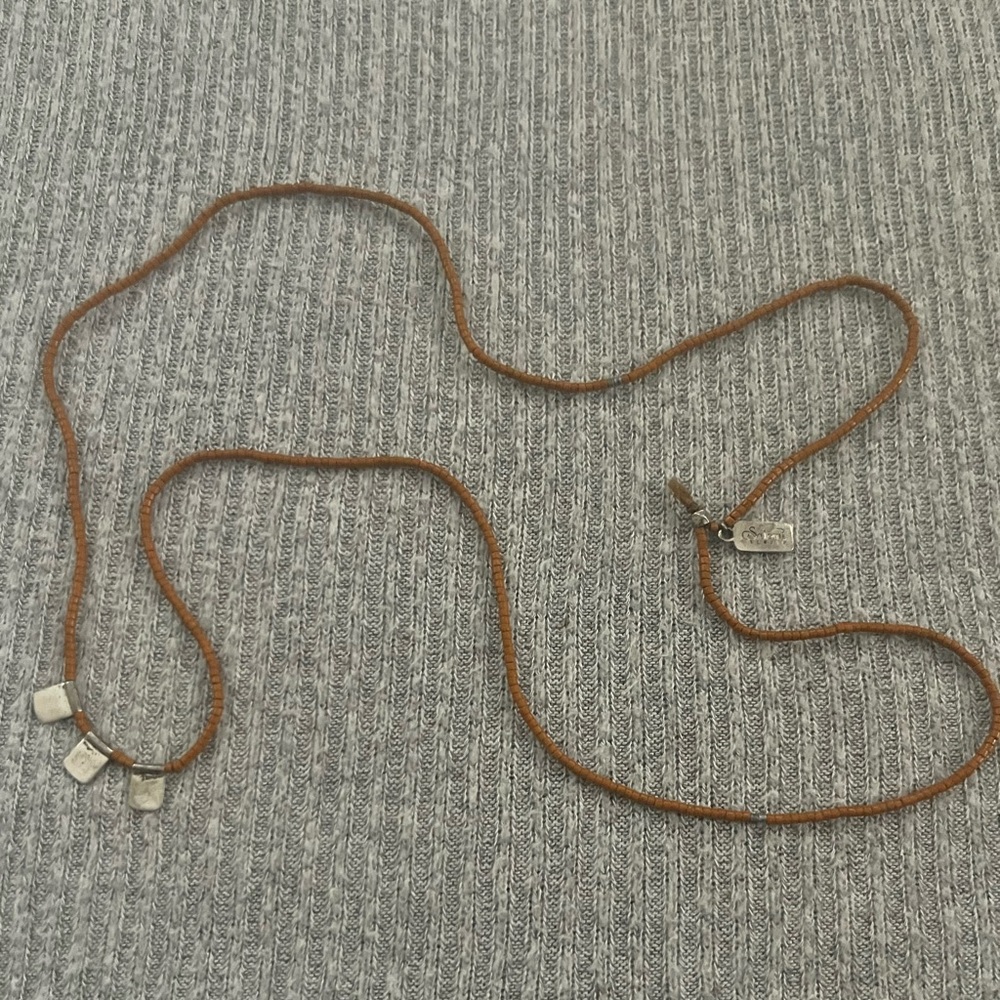 Bohemian theme Satomi Studio signed orangish brown micro beaded necklace
